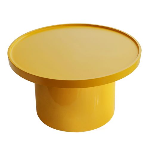 Table Basse Ronde 70 Cm En Mdf Effet Laqué Jaune