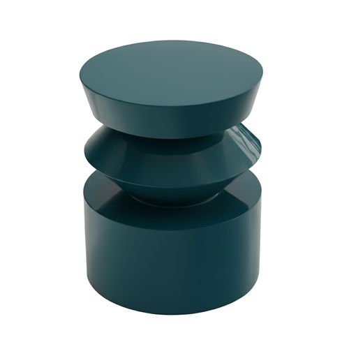 Table Basse Bout De Canapé Effet Laqué Bleu Canard Diam 40 Cm Agatha