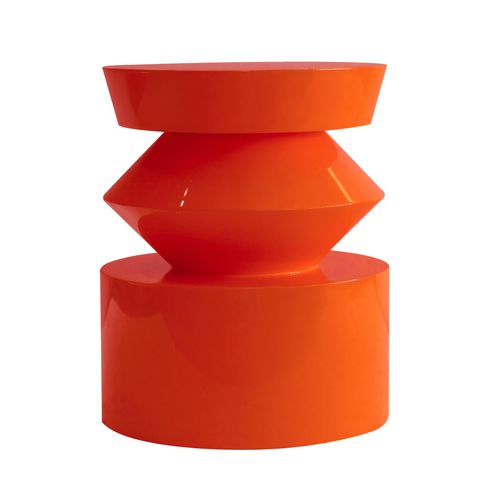 Table Basse Bout De Canapé Effet Laqué Orange Diam 40 Cm Agatha