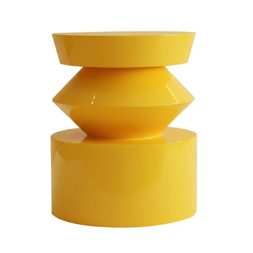 Table Basse Bout De Canapé Effet Laqué Jaune Diam 40 Cm Agatha