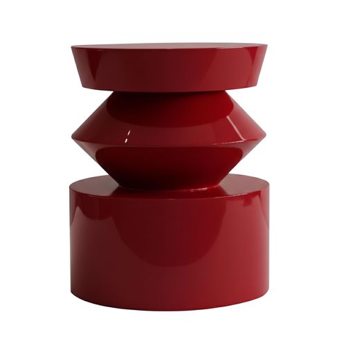 Table Basse Bout De Canapé Effet Laqué Rouge Diam 40 Cm