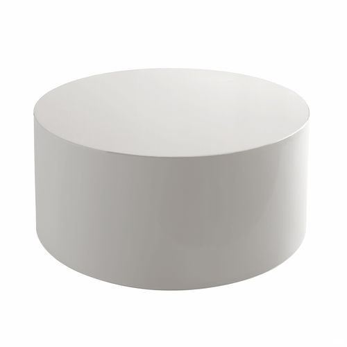 Table Basse Ronde 80 Cm En Mdf Effet Laqué Blanc