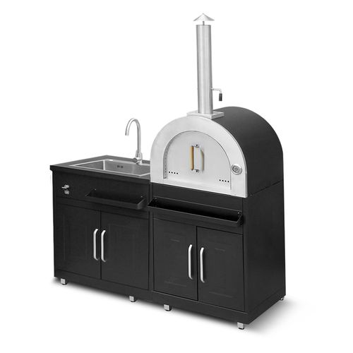 Cuisine Extérieure En Métal Avec 2 Modules Évier Et Four à Pizza Memphis