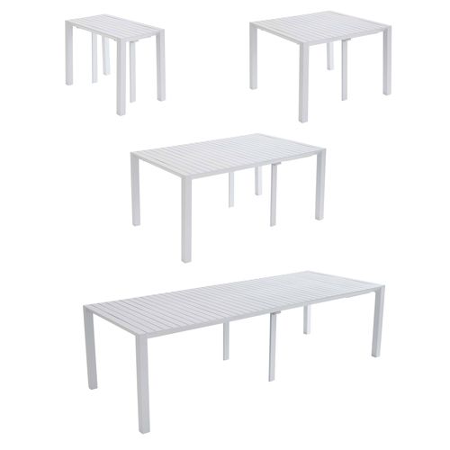Table De Jardin Extensible Aluminium 52 à 260cm Et 10 Chaises Blanche