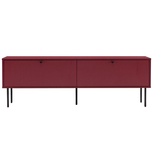 Meuble TV 2 Portes En Acier Et Mdf Décor Mélaminé 150 Cm Bordeaux Romeo