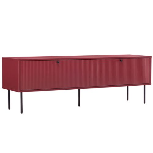 Meuble TV 2 Portes En Acier Et Mdf Décor Mélaminé 150 Cm Bordeaux Romeo