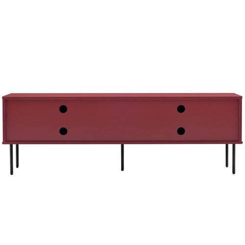 Meuble TV 2 Portes En Acier Et Mdf Décor Mélaminé 150 Cm Bordeaux Romeo