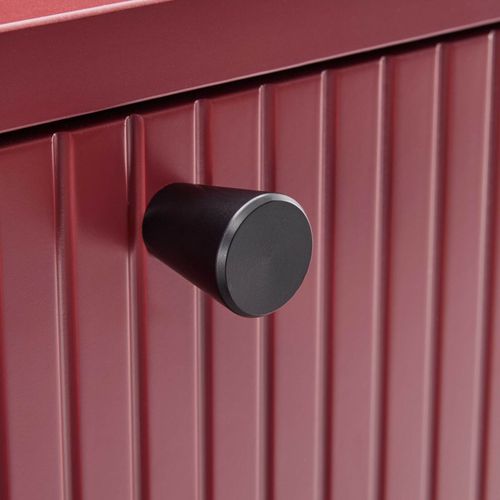 Meuble TV 2 Portes En Acier Et Mdf Décor Mélaminé 150 Cm Bordeaux Romeo