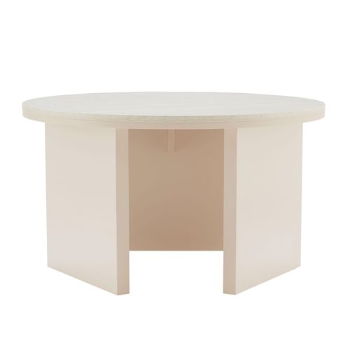 Table Basse Effet Bois Ronde Diam 80 Cm Crème