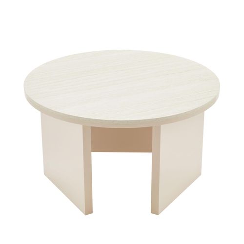 Table Basse Effet Bois Ronde Diam 80 Cm Crème