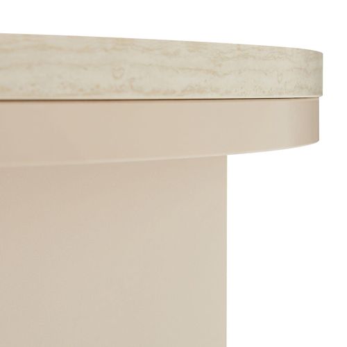 Table Basse Effet Bois Ronde Diam 80 Cm Crème