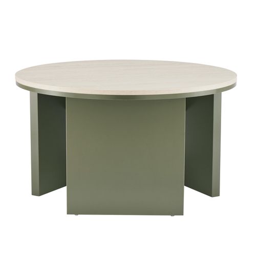 Table Basse Effet Bois Ronde Diam 80 Cm Vert Olive