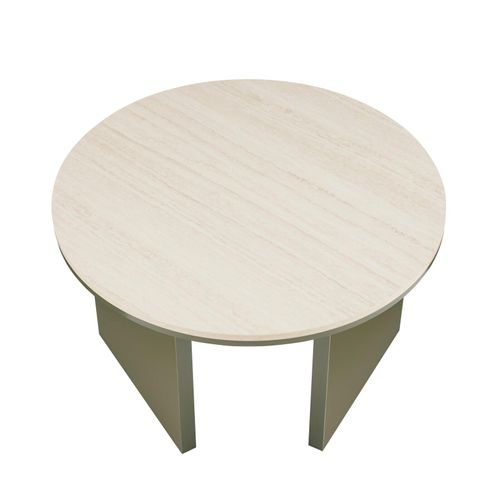 Table Basse Effet Bois Ronde Diam 80 Cm Vert Olive