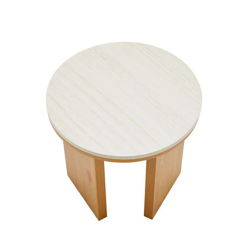 Table Basse Effet Bois Ronde Diam 50 Cm Bois Clair