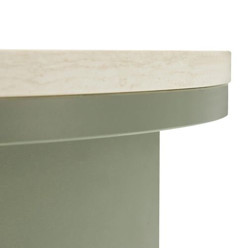 Table Basse Effet Bois Ronde Diam 50 Cm Vert Olive