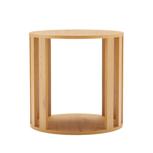 Table Basse Effet Bois Ronde Diam 50 Cm Bois Clair