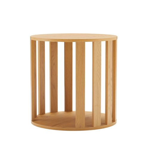 Table Basse Effet Bois Ronde Diam 50 Cm Bois Clair