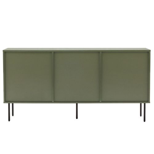 Buffet 2 Portes Et 3 Tiroirs Décor Mélaminé 150 Cm Vert Olive