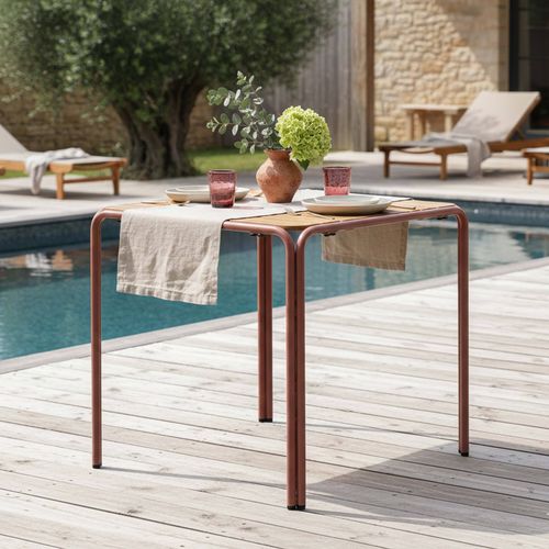Table De Jardin Bistrot En Métal Et Polywood 70 Cm Argile Roussillon