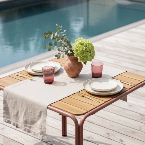 Table De Jardin Bistrot En Métal Et Polywood 70 Cm Argile Roussillon