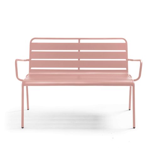 Banc De Jardin En Métal Rose Poudré Palavas