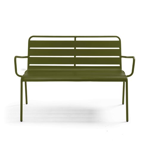 Banc De Jardin En Métal Vert Kaki Palavas