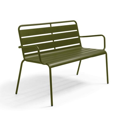 Banc De Jardin En Métal Vert Kaki Palavas