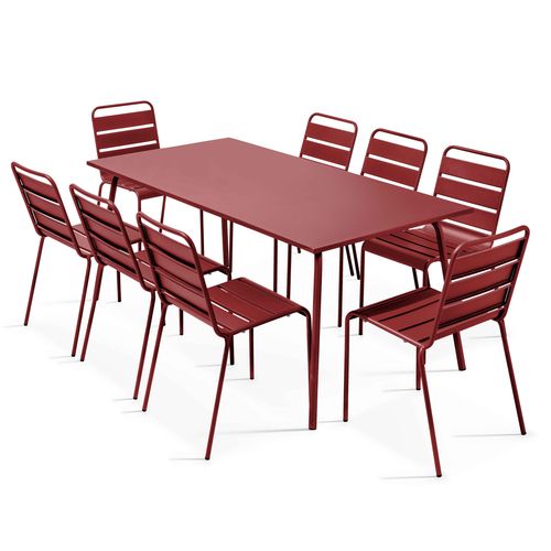 Ensemble Table De Jardin Et 8 Chaises En Métal Pourpre Palavas