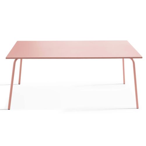 Ensemble Table De Jardin Et 8 Chaises En Métal Rose Poudré Palavas