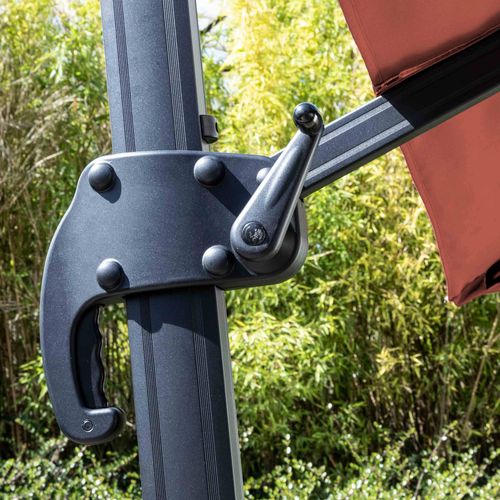 Parasol Déporté Inclinable Et Rotatif 3 X 3m En Aluminium Terracotta
