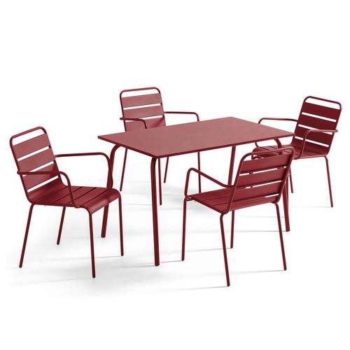 Ensemble Table De Jardin Et 4 Fauteuils En Métal  Pourpre Palavas