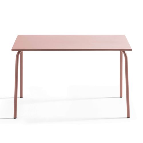 Ensemble Table De Jardin Et 4 Fauteuils En Métal Rose Poudré Palavas