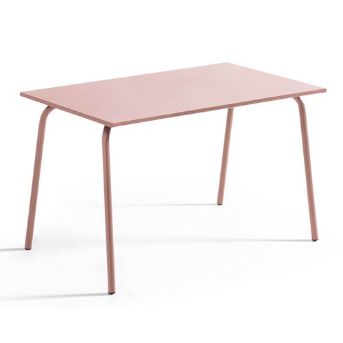 Ensemble Table De Jardin Et 4 Fauteuils En Métal Rose Poudré Palavas