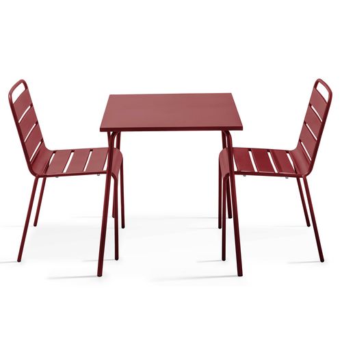 Ensemble Table De Jardin Carrée Et 2 Chaises Pourpre Palavas