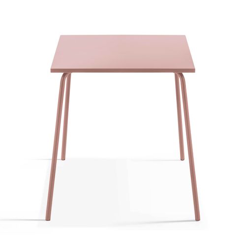 Ensemble Table De Jardin Carrée Et 2 Chaises Rose Poudré Palavas