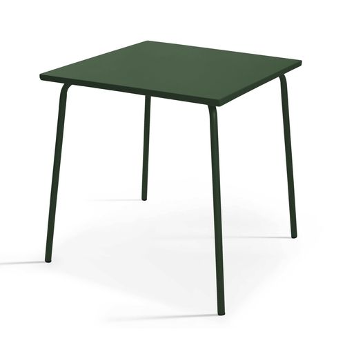Ensemble Table De Jardin Carrée Et 2 Fauteuils Acier Vert Forêt Palavas