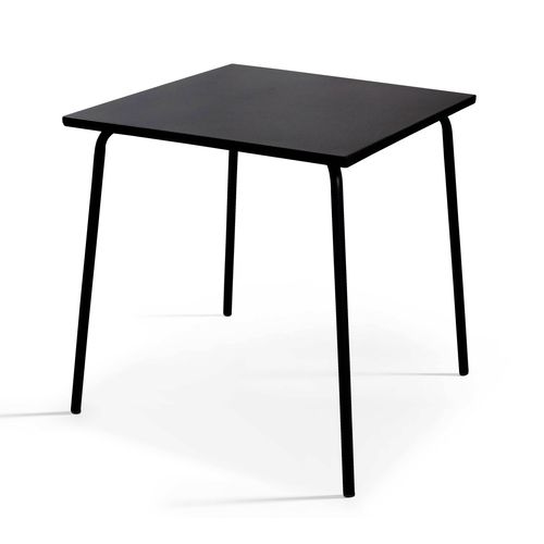 Ensemble Table De Jardin Carrée Et 4 Fauteuils Acier Noir Palavas
