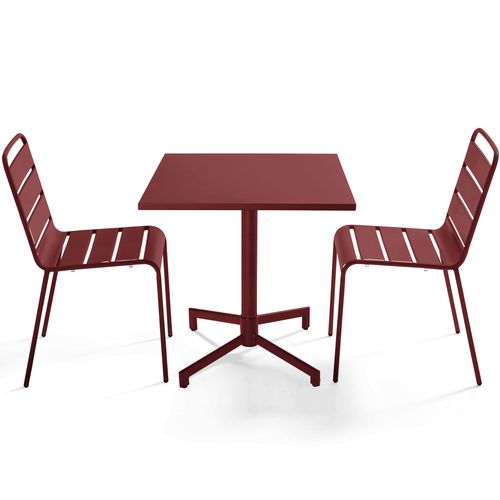 Ensemble Table 70 Cm Et 2 Chaises De Jardin En Métal Pourpre Palavas