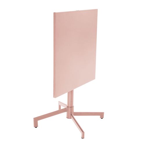 Ensemble Table 70 Cm Et 2 Chaises De Jardin En Métal Rose Poudré Palavas