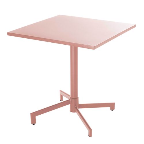 Ensemble Table 70 Cm Et 2 Chaises De Jardin En Métal Rose Poudré Palavas