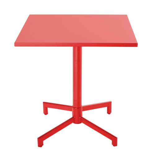 Ensemble Table 70 Cm Et 2 Chaises De Jardin En Métal Rouge Palavas