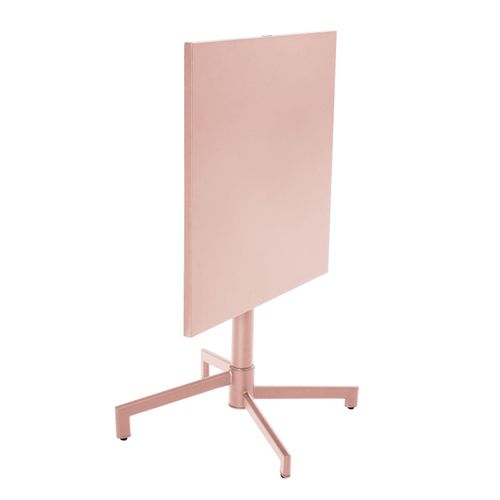 Ensemble Table 70 Cm Et 2 Fauteuils De Jardin En Métal Rose Poudré