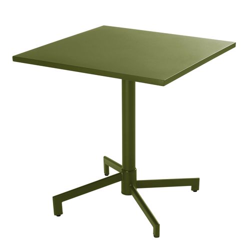 Ensemble Table 70 Cm Et 2 Fauteuils De Jardin En Métal Vert Kaki Palavas