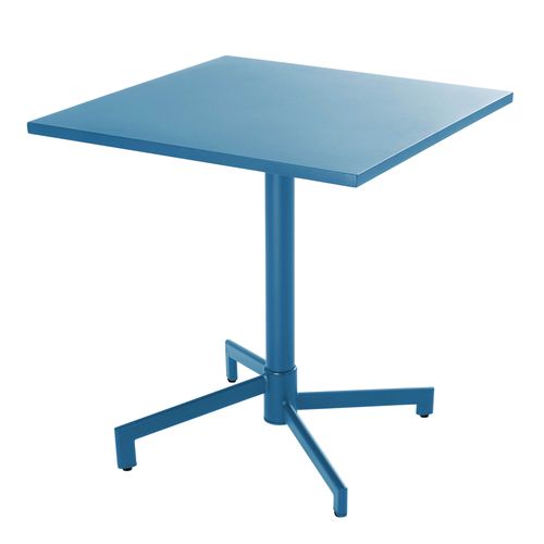 Ensemble Table 70 Cm Et 2 Fauteuils De Jardin En Métal Bleu Pacific Palavas