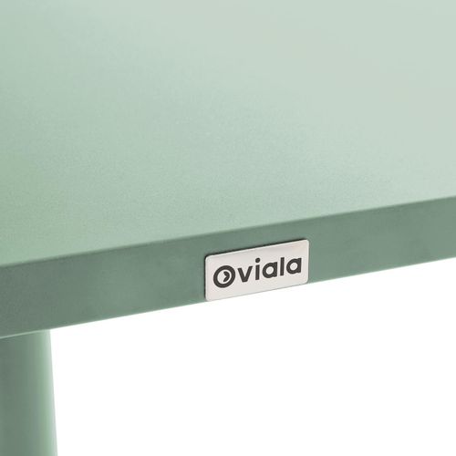 Ensemble Table 70 Cm Et 2 Fauteuils De Jardin En Métal Vert Sauge Palavas