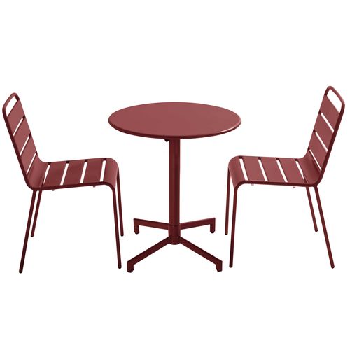 Ensemble Table De Jardin Et 2 Chaises En Métal Pourpre Palavas