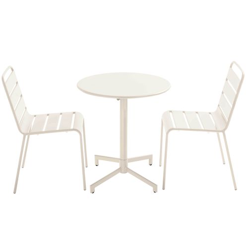 Ensemble Table De Jardin Et 2 Chaises En Métal Ivoire Palavas