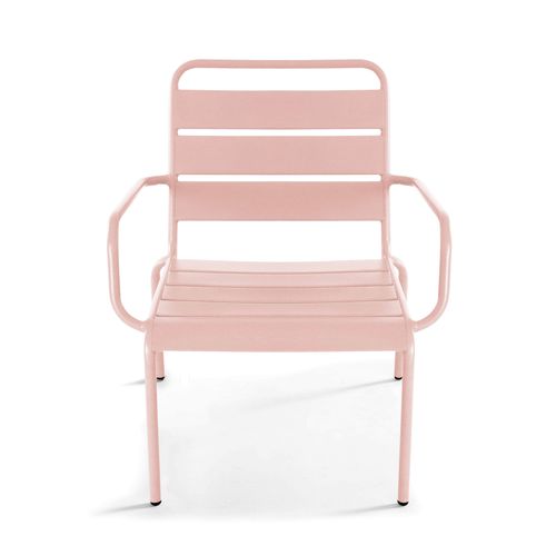 Fauteuil Relax Et Repose Pied En Métal Rose Poudré Palavas