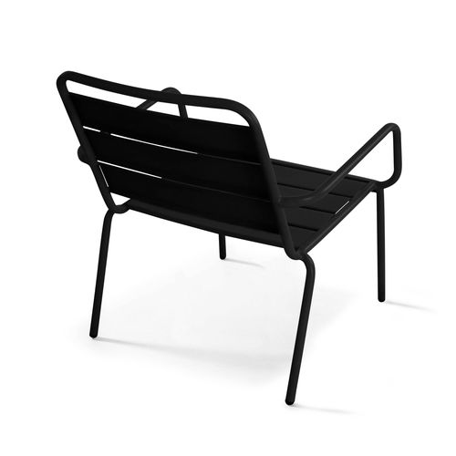 Lot De 2 Fauteuils Relax Avec Repose-pieds En Métal Noir Palavas