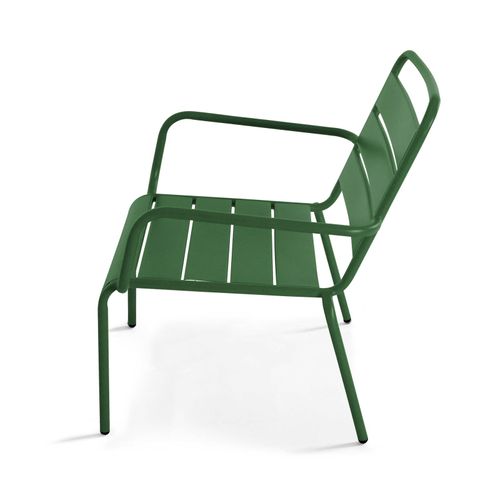 Lot De 2 Fauteuils Relax Avec Repose-pieds En Métal Vert Forêt Palavas
